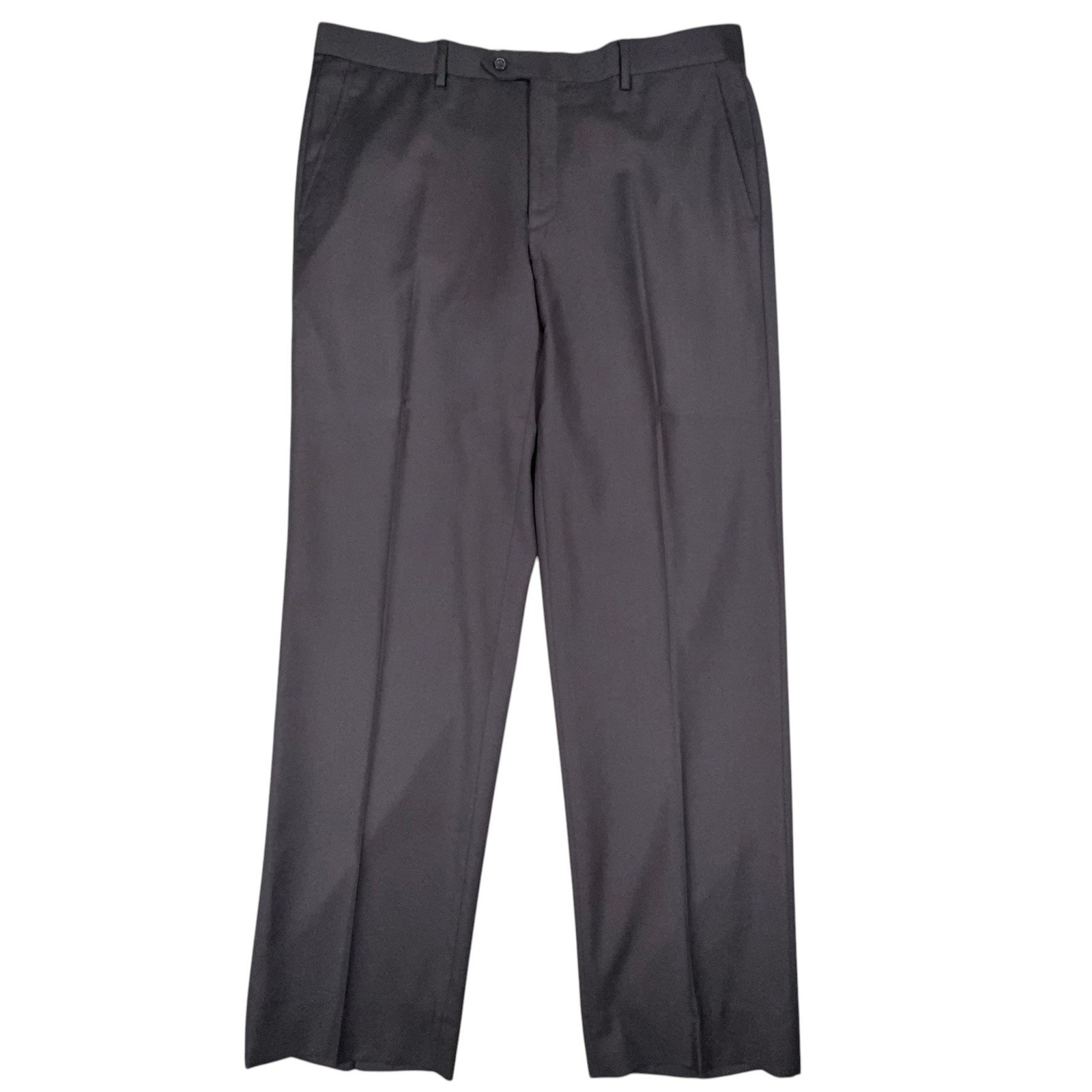 Santorelli Romeo Dress Trousers Pants Mens 38x33 Navy Blue Wool Flat Front Italy